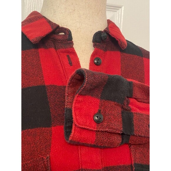 MADEWELL Women's S Flannel Shirt Oversized Buffalo Check Red Black Plaid Cotton - Picture 5 of 8